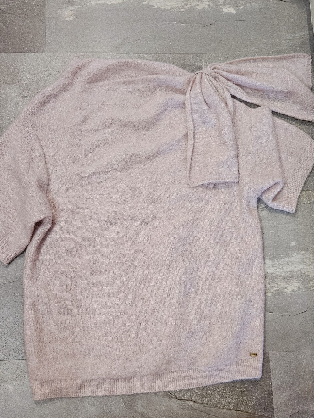 Ted Baker London "Teebow" Short Sleeve Top. Wool. Mohair. Light Pink. Bow. 6 US. - Picture 4 of 10